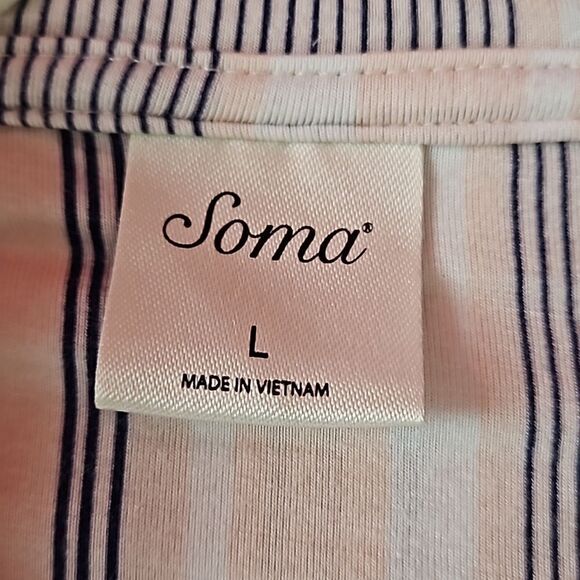 Soma Cool nights short sleeve striped pajama top Size L - Picture 3 of 5